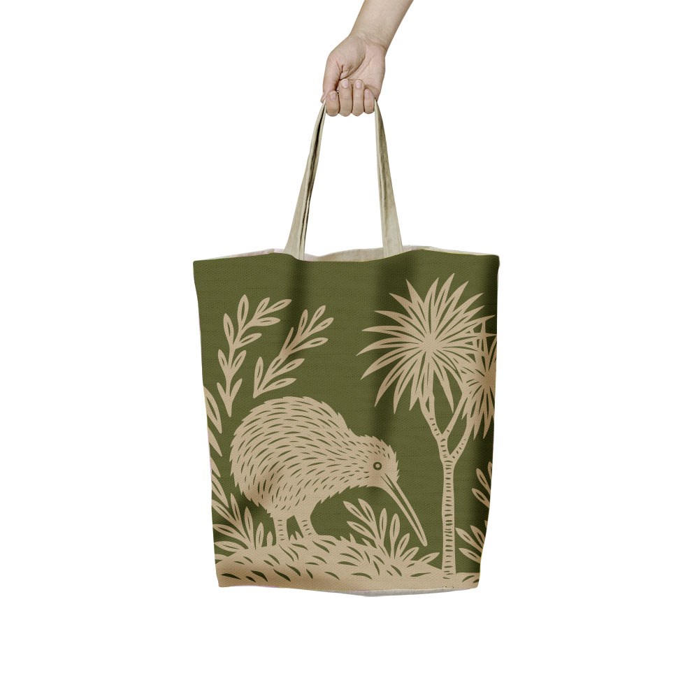 Woodcut Kiwi Shopping Bag