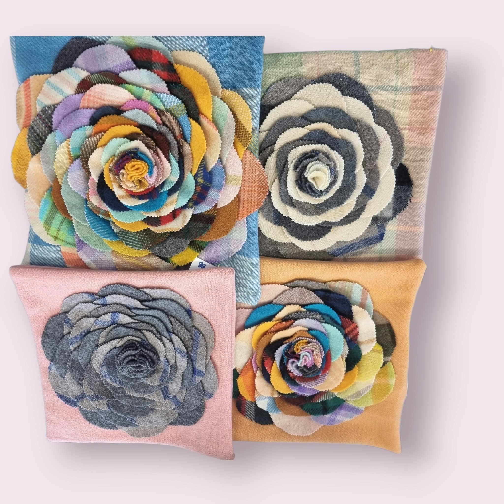 Small Woolen flower cushion covers (14 x 14 inch)