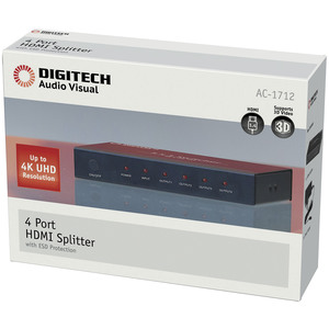 SPLITTER HDMI 4WAY UHD4K PSU
