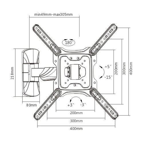 BRATECK FULL MOTION TV MOUNT 23"-55"