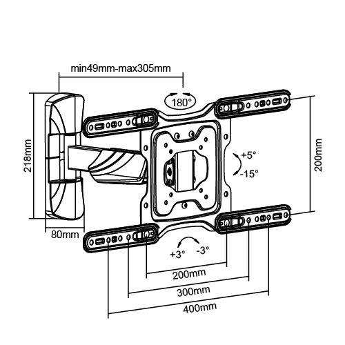 BRATECK FULL MOTION TV MOUNT 23"-55"