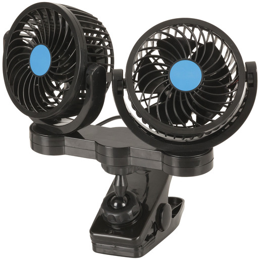 FAN DUAL 100MM W/CLAMP 12VDC