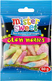 Mister Sweets Sour Glow Worms 60g