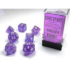 Dice Set, Polyhedral Purple/White 7 pcs