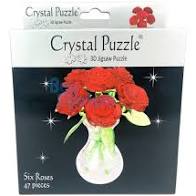 Crystal Puzzle Six Roses in Vase