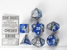 Gemini Polyhedral Dice Set Blue Steel- White CHX26423