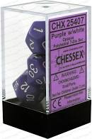 Opaque Polyhedral Dice Set Purple white CHX25407