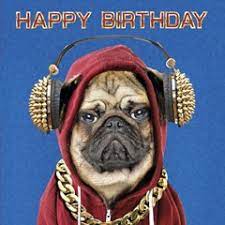 Birthday Card DJ Pug 3D