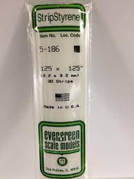 Evergreen Scale Models #186 3.2x3.2mm 6 strips
