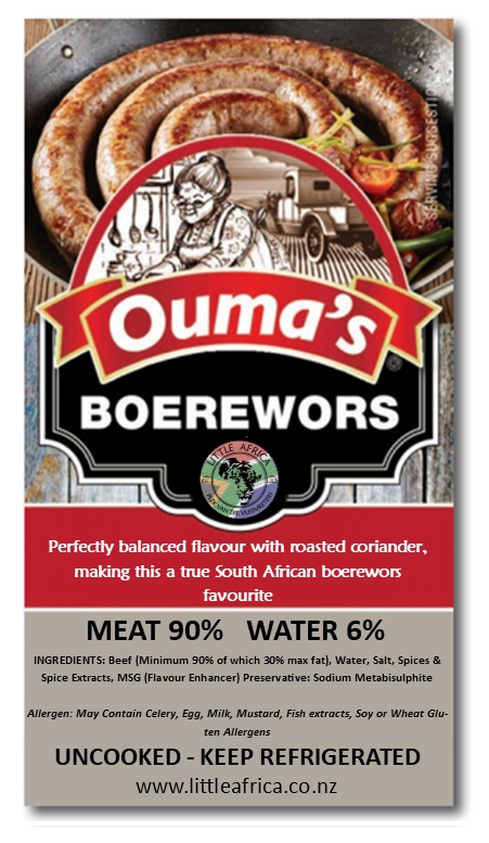 Boerewors - Ouma Thin Sausage (Packets of approximately 700g)