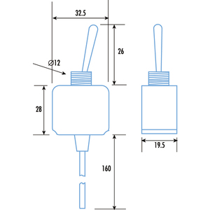 SWITCH TGL MARINE SPST 15A PREWIRED