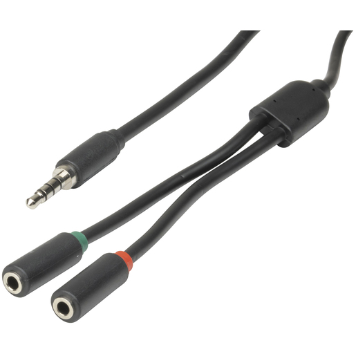 LEAD AUDIO PLG 3.5MM 4POLE - 2 SKT 250MM