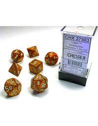 Polyhedral Dice Set Glitter Gold/Silver