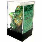Polyhedral Dice Set Gold Green White Gemini CHX26425