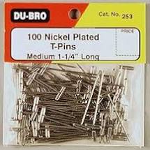 Du-Bro #253 Nickel Plated T- Pins