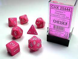 Opaque Polyhedral Dice Set Pink white