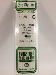 Evergreen Scale Models #225 4mm tube 4 pieces