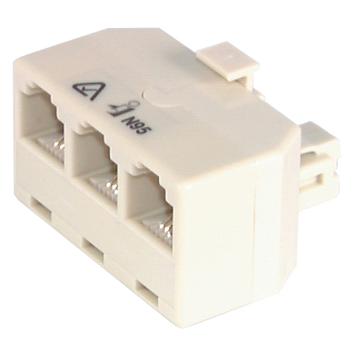 ADPT TEL RJ12 6P/4C PLG - 3SKT