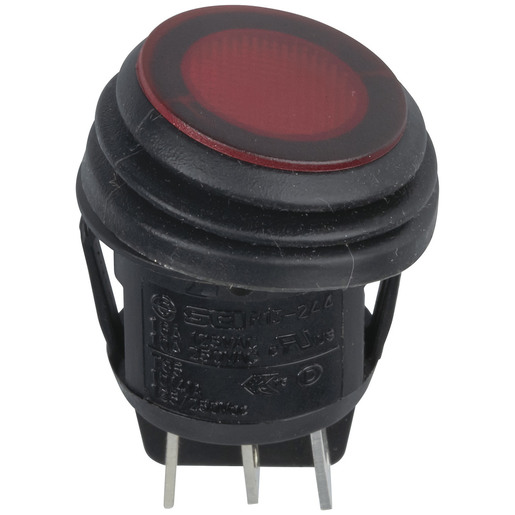 SWITCH ROCKER DPDT 10A@250V ILL RND IP65