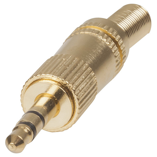 PLG LINE 3.5MM STEREO MTL GLD W/SPRING