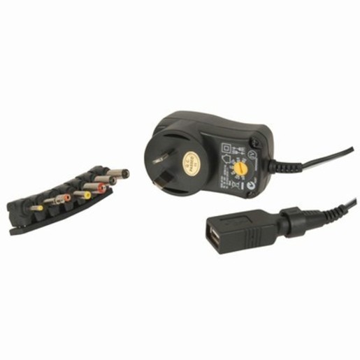 MAINS ADPT SMPS 3-12V 27W 7PLG+USB