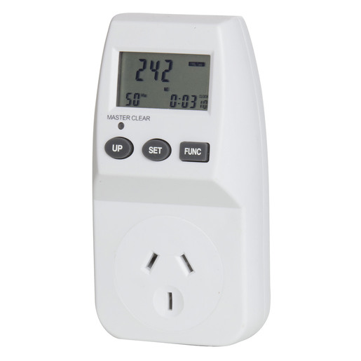 MAINS LCD POWER METER WHT 240VAC