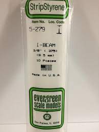 Evergreen Scale Models #279 9.5mm I Beam 2 pieces