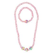Pink Poppy Bubble Gum Rhinestone Necklace and Bracelet Set