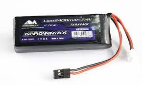 Arrowmax Lipo 2400mAh 2S TX/RX  7.4V Flat Pack