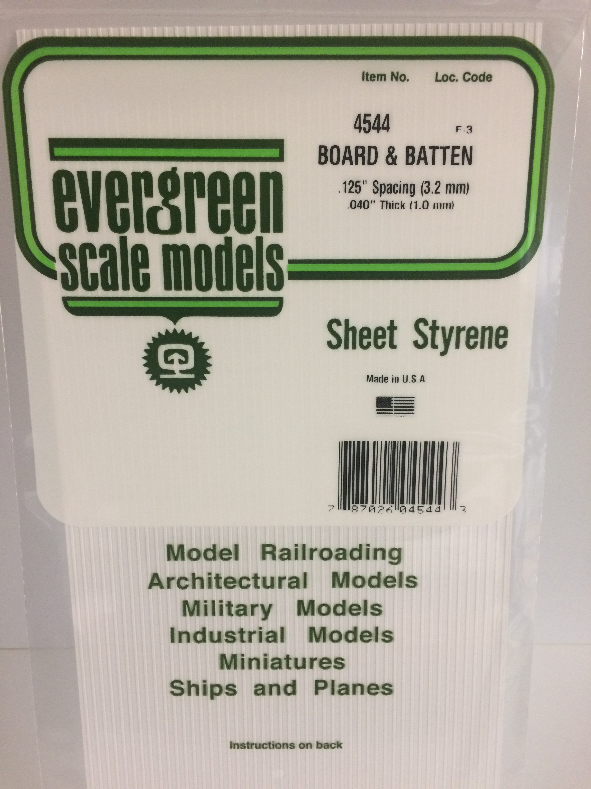 Evergreen Scale Models Board and Batten #4544