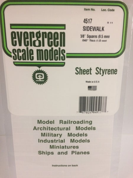 Evergreen Scale Models Sheet Styrene Sidewalk 4517