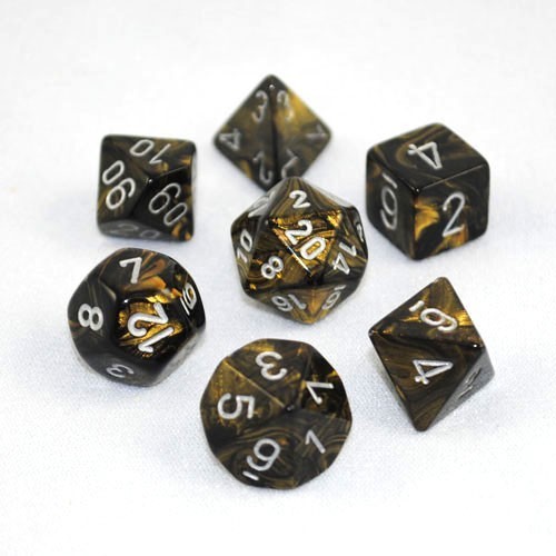 Polyhedral dice set leaf black / gold / silver CHX27418