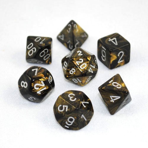 Polyhedral dice set leaf black / gold / silver