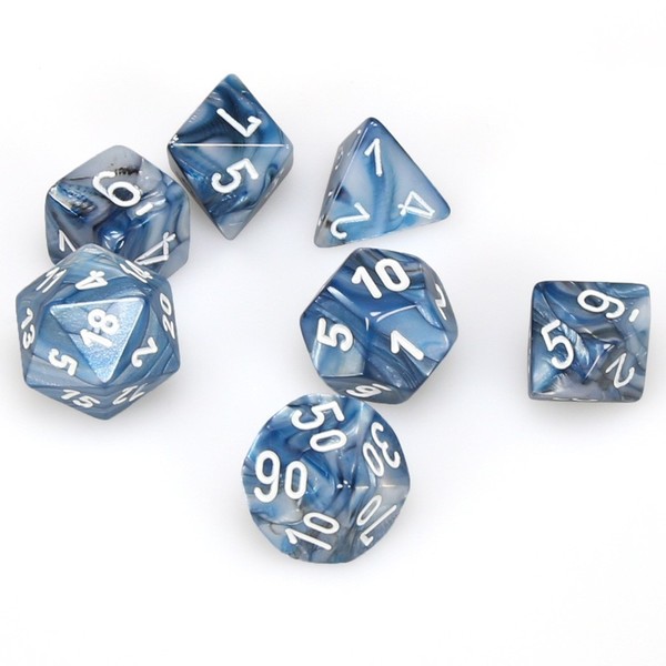 polyhedral dice set lustrous slate white