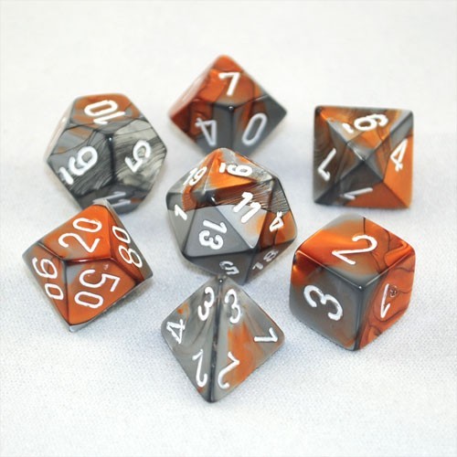 Gemini polyhedral dice set cooper steel/white CHX26424