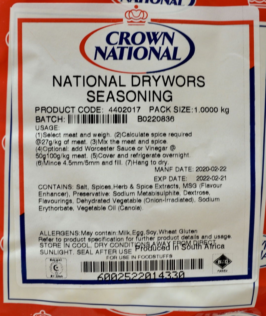 Crown National Safari Droewors 1kg