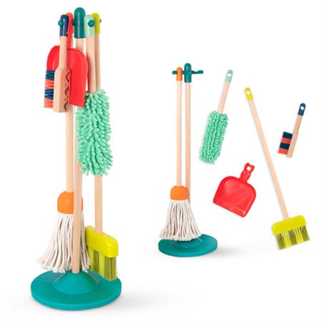 Wooden play cleaning set - 5 pcs and stand