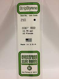 Evergreen Scale Models #210 0.75mm rod 10 pieces