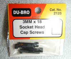 Du-Bro Socket Head Screws  3mm x 18  #2125