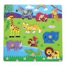 Wooden Peg puzzle safari 10 pieces