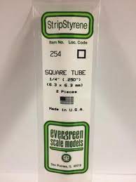 Evergreen Scale Models #254 6.3x6.3mm Square Tube 2 pieces
