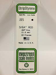 Evergreen Scale Models #221 1.2mm rod 10 pieces