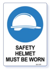 SAFETY HELMET MUST BE WORN 340mm x 240mm Screenprinted Sign