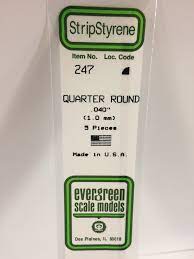Evergreen Scale Models #247 1.0mm Quarter Round 5 pieces