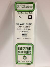 Evergreen Scale Models #252 3.2x3.2mm Square Tube 3 pieces