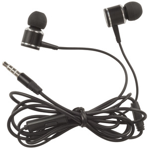 EARPHONES STEREO 3.5MM W/MIC/VOL BLK