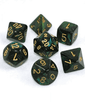 Polyhedral Dice Set Scarab Jade/Gold