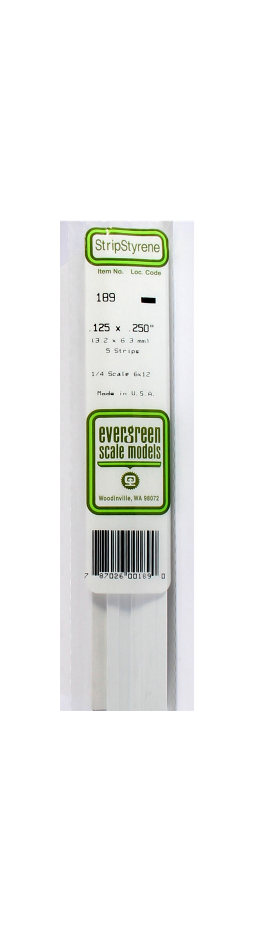 Evergreen Scale Models strips #189 3.2x6.3mm 5 strips