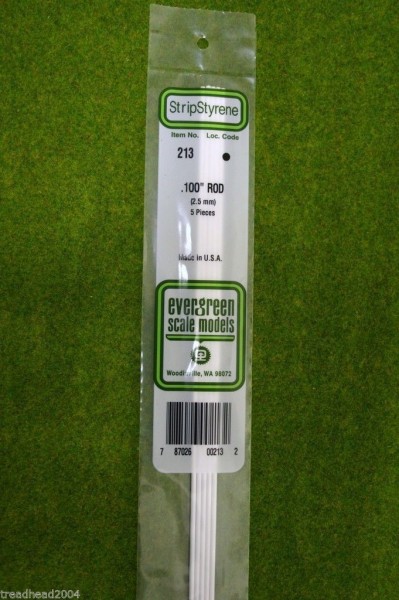 Evergreen Scale Models # 213 2.5mm rod 5 pieces