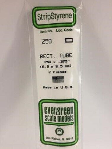 Evergreen Scale Models #259 6.3x9.5mm Rect. Tube 2 pieces